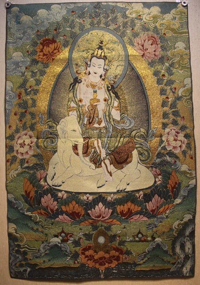 Chinese Tibet Buddhist embroidery Brocade Tapis Thangka Tangka Samantabhadra