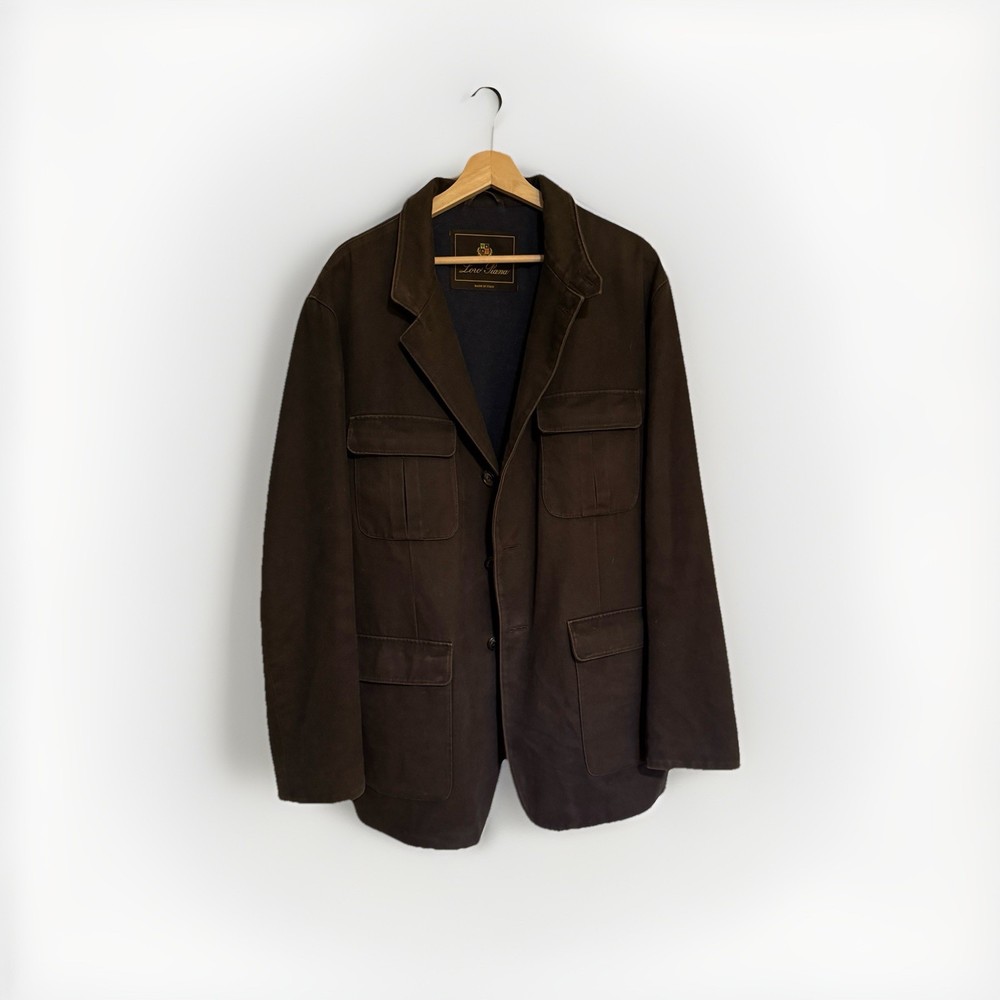 Loro Piana Storm System Field Jacket Brown Cotton Suede Trim Italy Men’s XXL