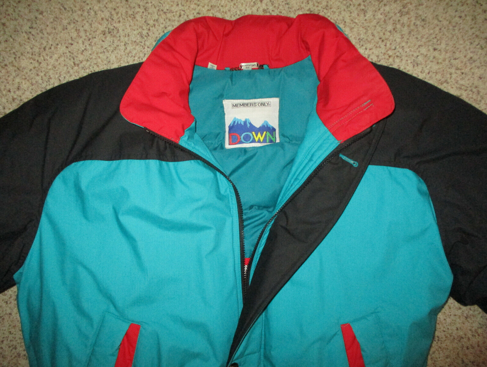 Members Only Down Jacket Puffer Insulated Bomber Teal Blue Colorblock Mens L 44-image