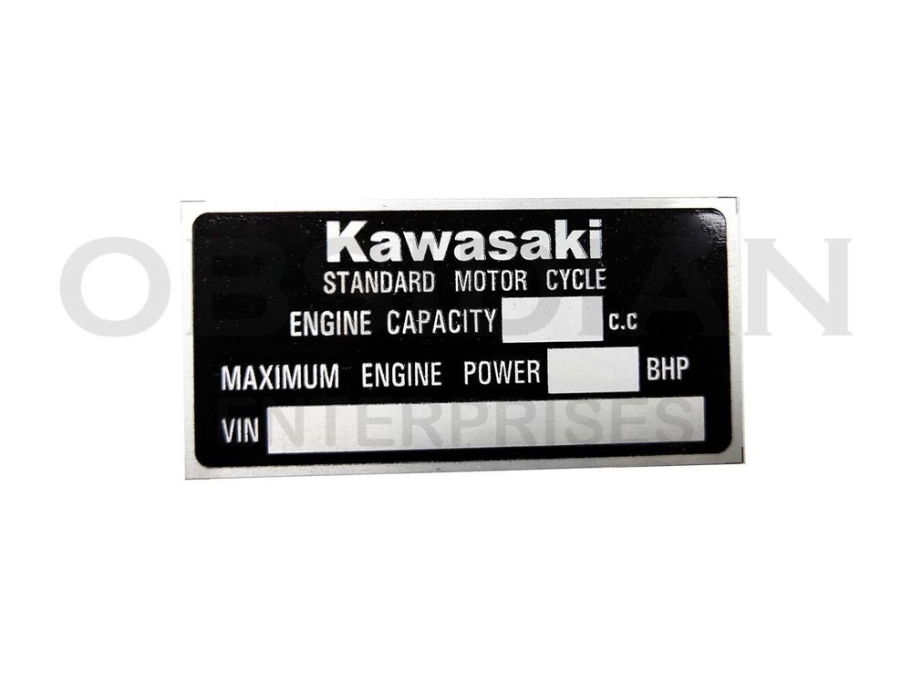 Customized Vintage Kawasaki Motorcycle Compatible Alloy Name Plate