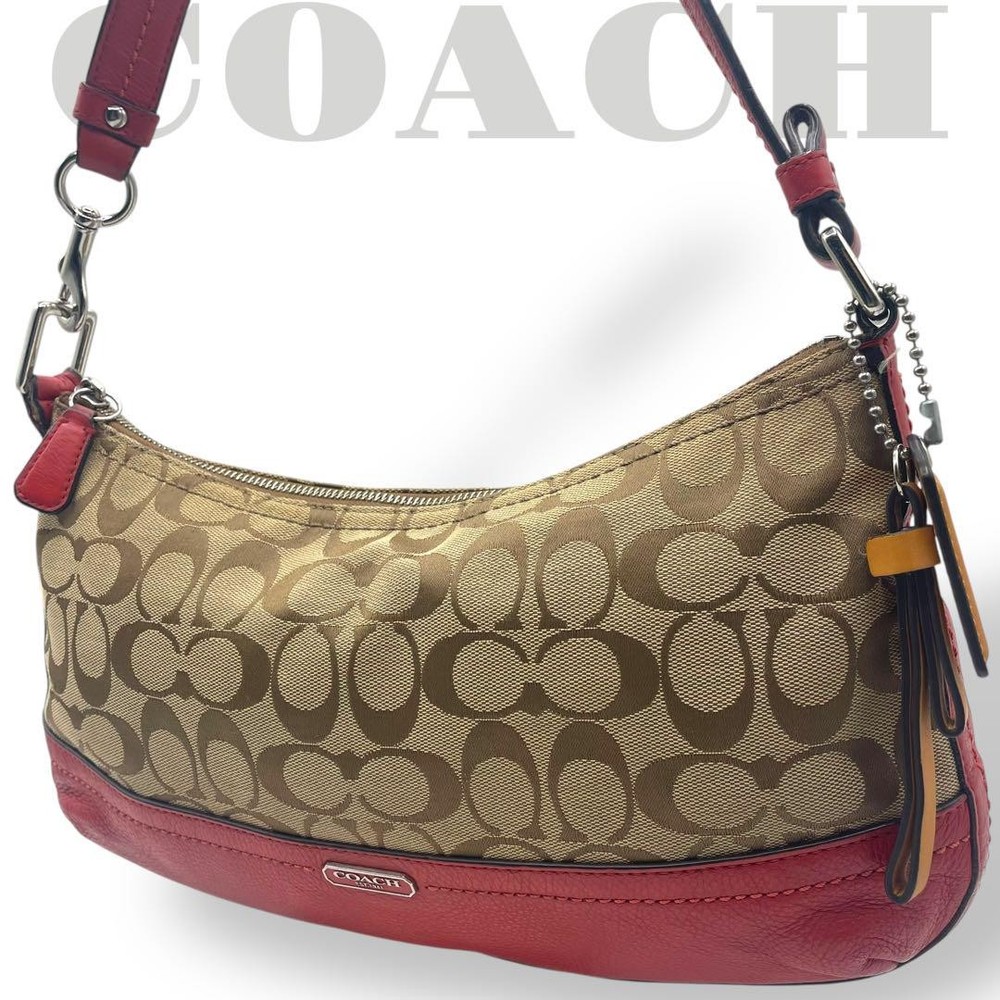 Coach Signature Canvas Convertible Shoulder Bag in Red F24028