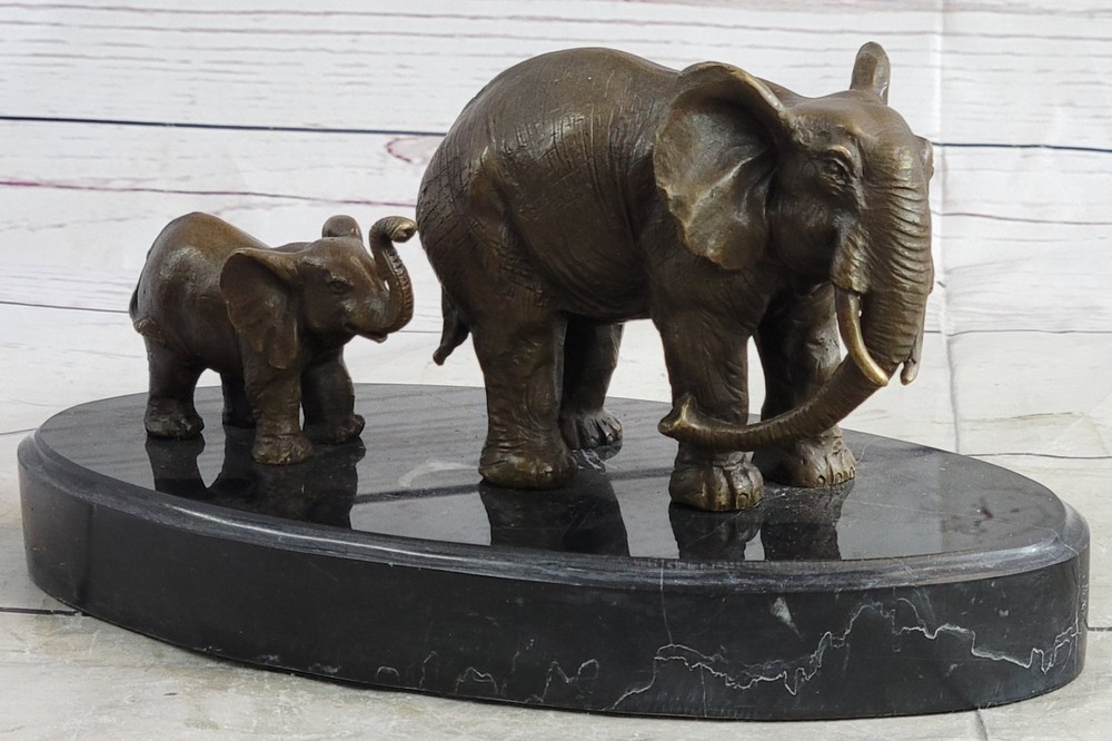 Handcrafted Bronze African Elephant Sculpture Wildlife Art Statue