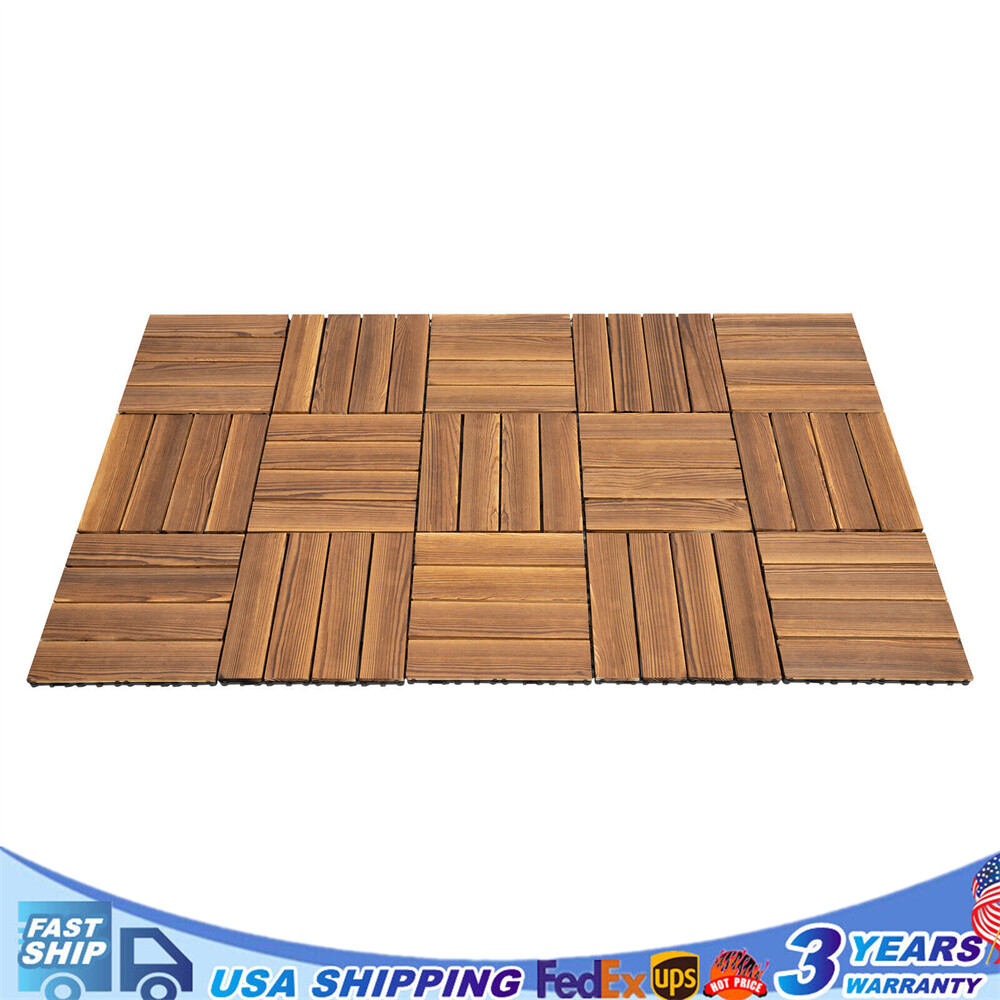 36 PCS Deck Patio Tile Non-slip Wood Flooring Pavers Tiles Outdoor 30*30*2cm