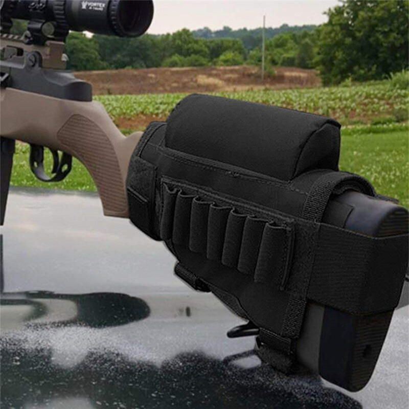 Buttstock Cheek Rest Riser Pad Ammo Pouch Carrier for .300.308 Win Hunting Rifle