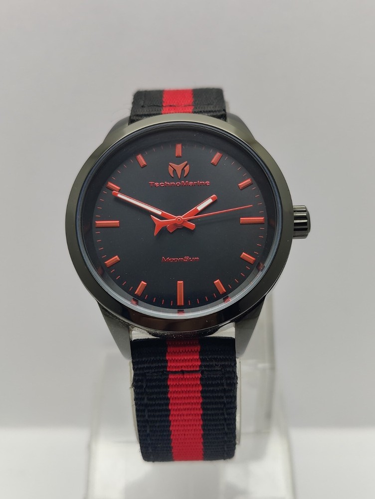 Technomarine TM-117008 MoonSun Black Quartz Mens Watch 5 ATM Water Resistant