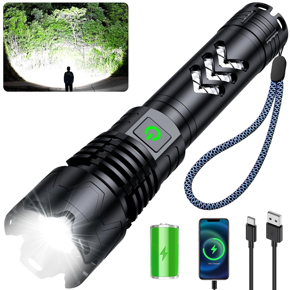 990000LM Flashlight Rechargeable LED Work Light Adjustable For Home, Hiking