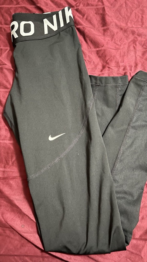 Nike Pro Legging Womens Small Black Logo Band Dri Fit Stretch Tight