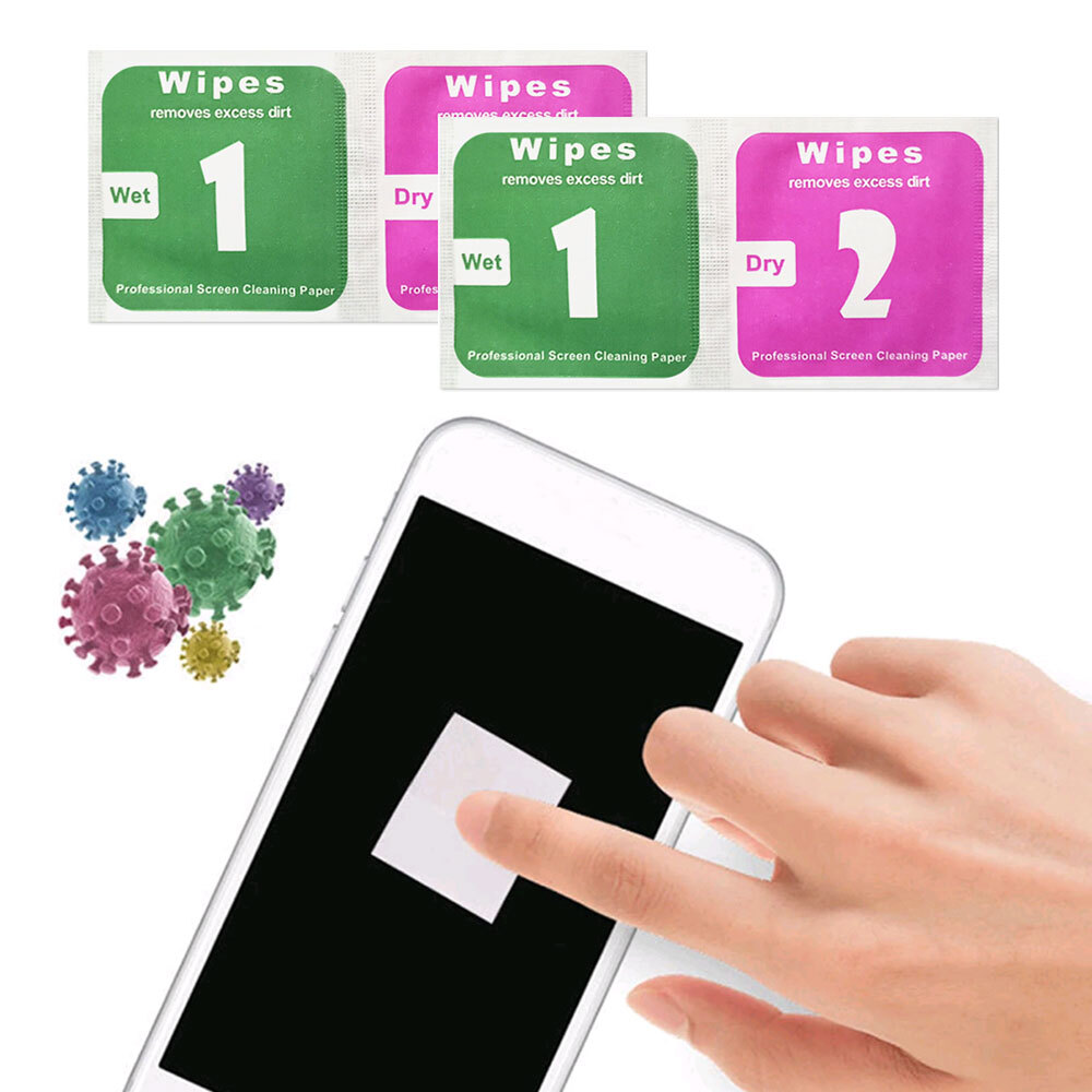 2Pcs Camera Lens Screen Cleaning Wet Wipes Dry Cloth LCD Phone Dust Removal -