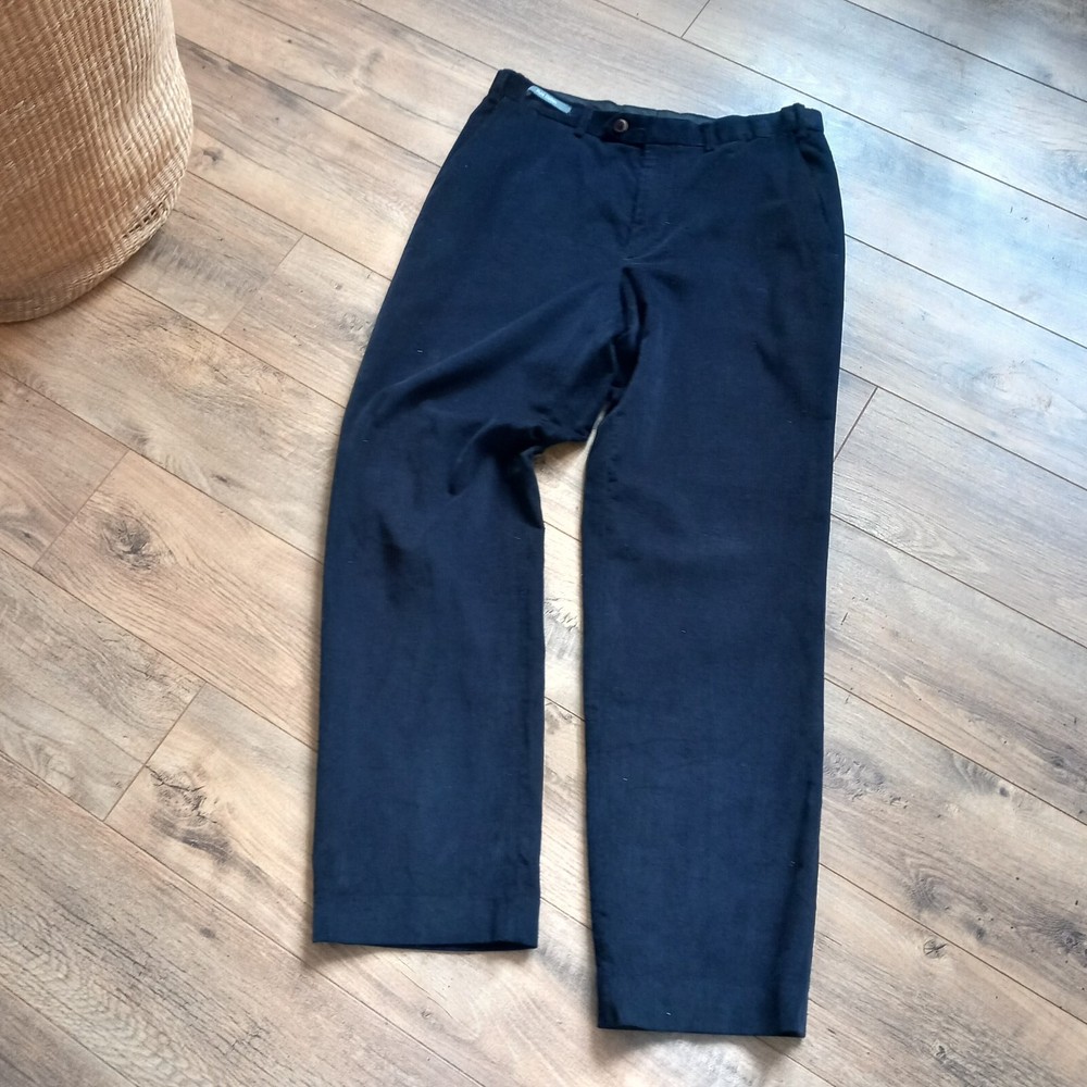 M&S Men Navy Corduroy Cotton Straight Leg Trouser W32 L30