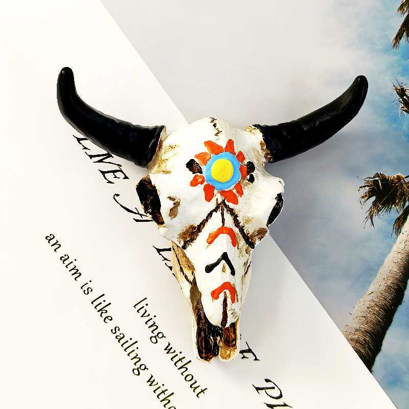 Native American Bull Skull Fridge Magnet - Tribal Decor Souvenir