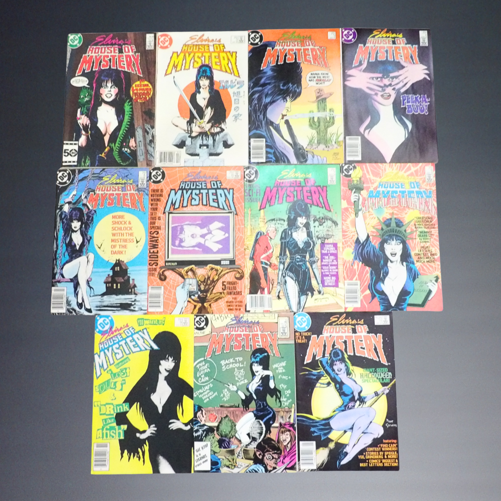 80'S DC ELVIRA'S HOUSE OF MYSTERY 1-11 COMIC BOOK COLLECTION+STEVENS HALLOWEEN