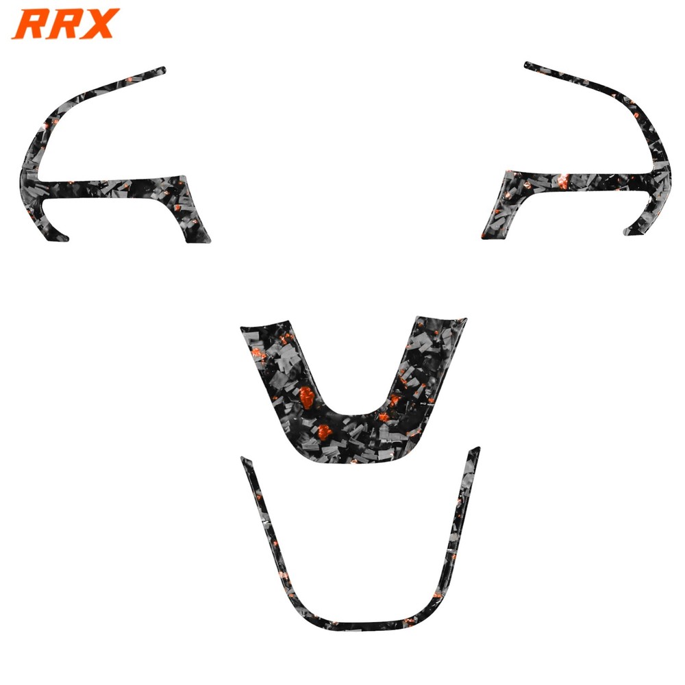 Orange Forged Carbon Fiber Steering Wheel Cover Trim For Dodge Challenger 15-23