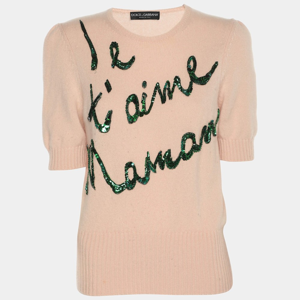 Dolce Gabbana Beige Knit Cashmere Top S