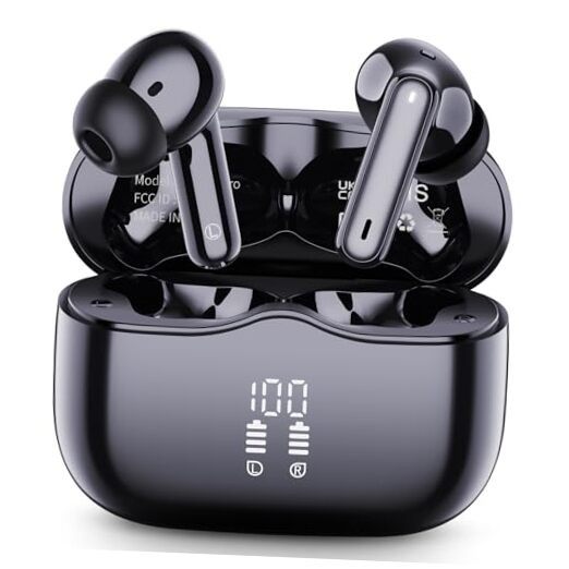 2025 Bluetooth 5.4 Wireless Earbuds with 4 ENC Noise Cancellation in Black