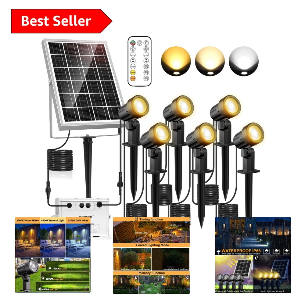 Elegant 6-in-1 Solar Spotlights with Remote - IP66 Waterproof Outdoor Lights