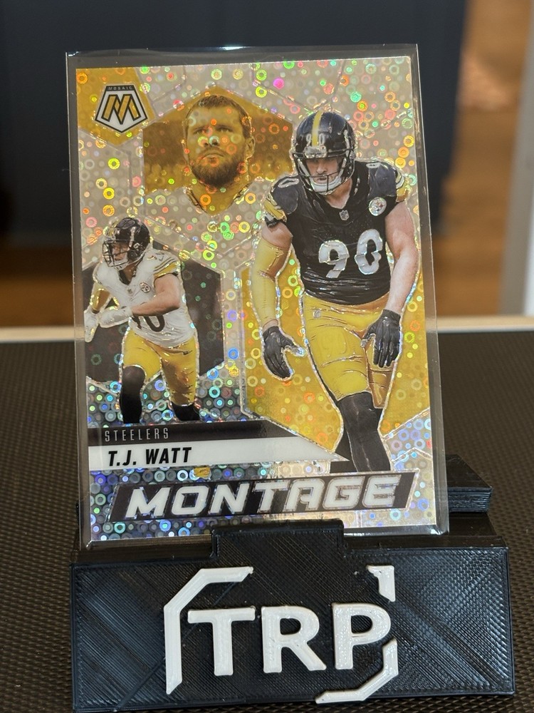 2025 Panini Mosaic - Montage T.J. Watt #28 No Huddle Silver Prizm