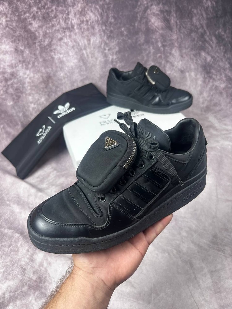 Adidas X Prada Re-Nylon Forum Low Black Sneakers Men Size 42 US 8.5 UK 8