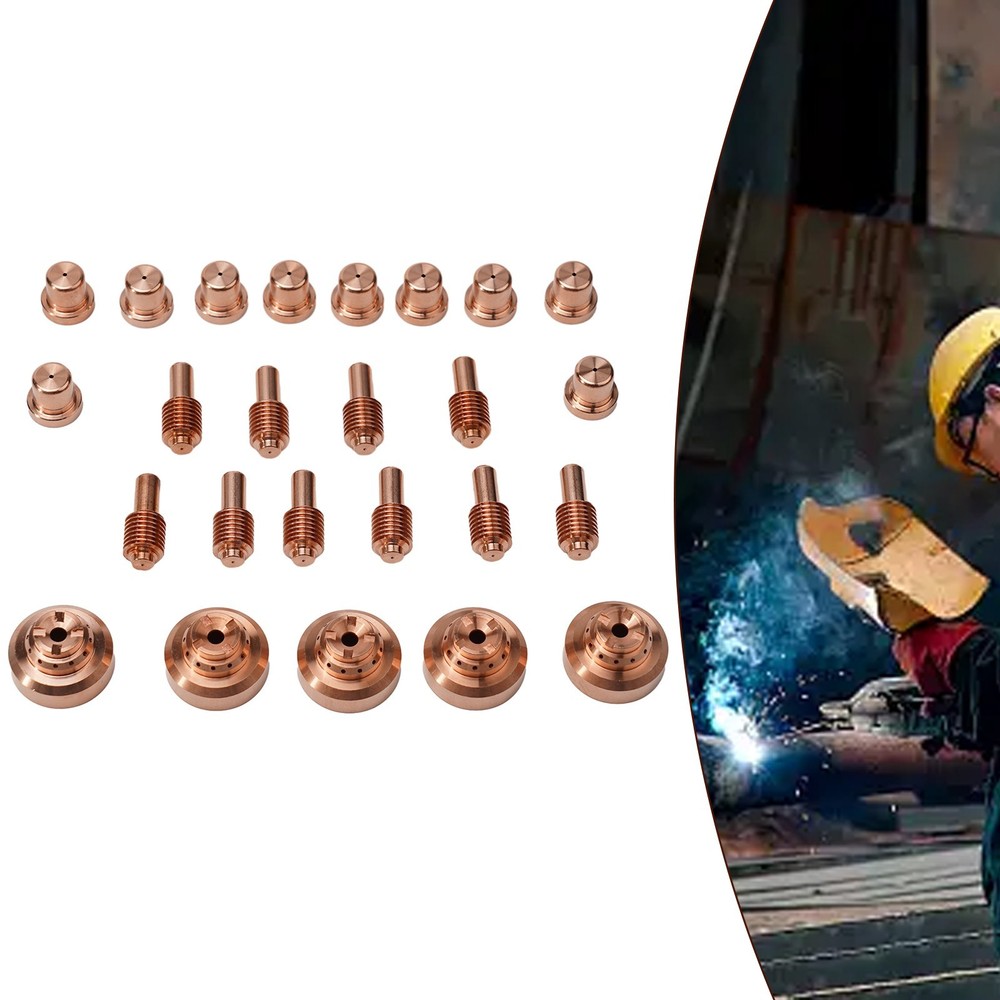 Plasma torch consumables set with 25 electrode tips