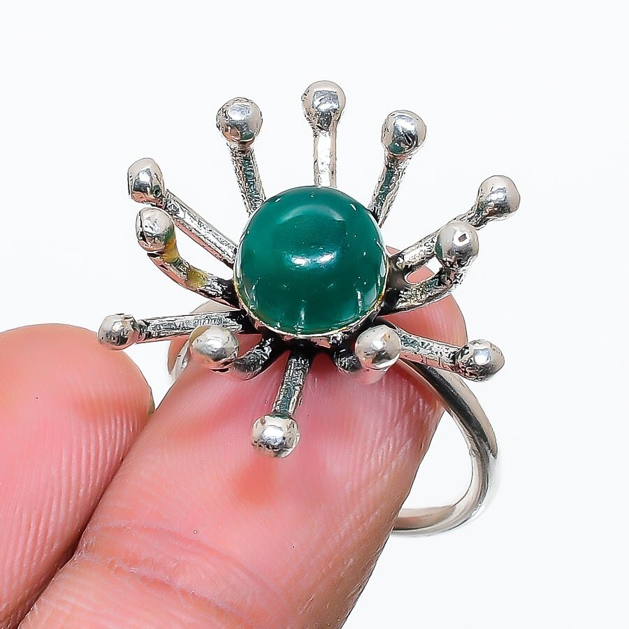 Handmade Green Apatite Gemstone Ring Size 6.5 KR-104 Natural Stone Jewelry