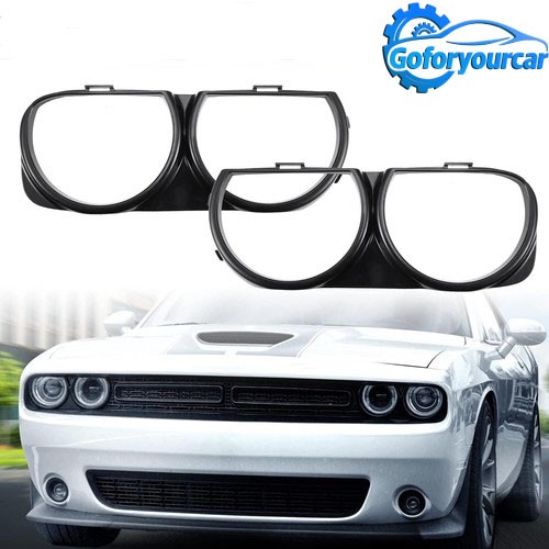LH & RH Front Headlight Bezel Lamp Cover Trim Set For 2015-2021 Dodge Challenger