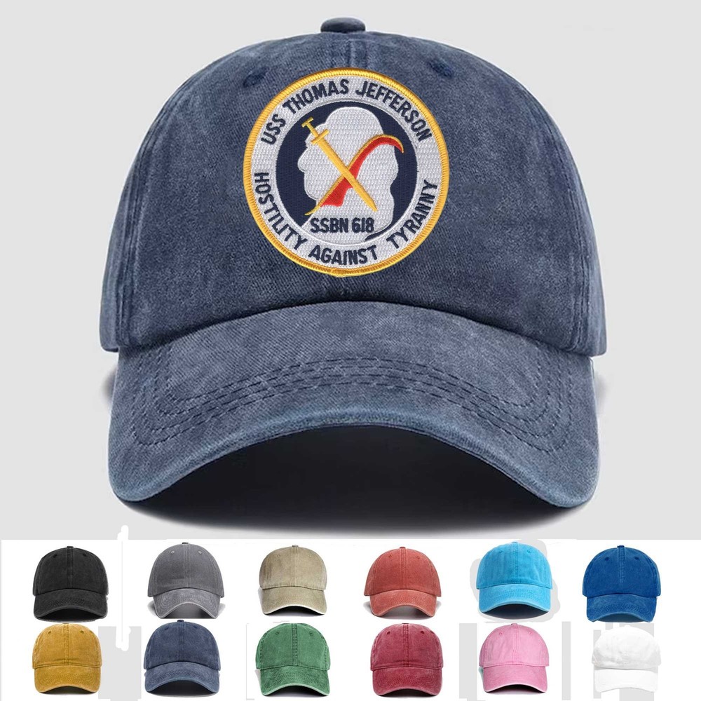 Custom Embroidered Hat SSBN-618 USS Thomas Jefferson, Veteran Cap, Trucker Hat