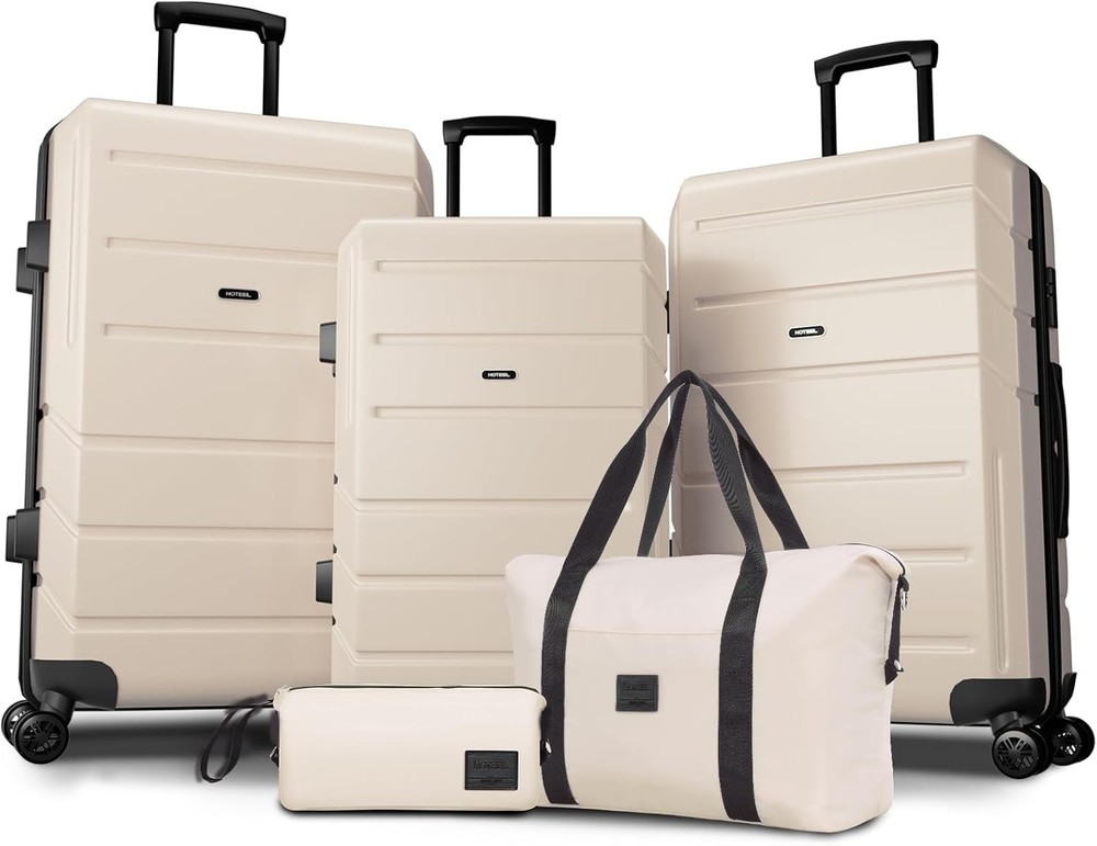 3/5 Piece Luggage Set ABS+PC Hardshell Carry on Suitcase w/Spinner Wheels & TSA'