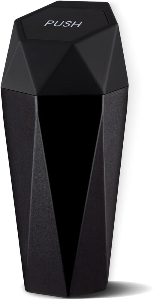 JUSTTOP Car Trash Can with Lid, Diamond Design Small Automatic 12L, Black
