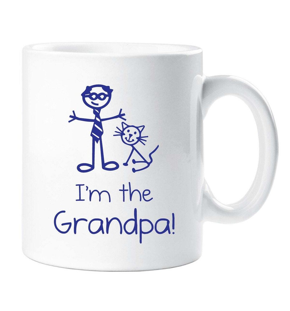 Cat I'm The Grandpa Cat Mug Family Gift Cup Stick People Ceramic New Grandpa