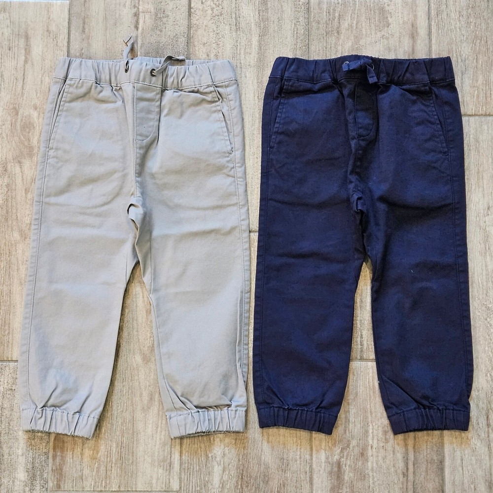 Hanna Andersson Boys Pants Lot of 2 Navy Grey Jogger Drawstring Size 4 New Basic