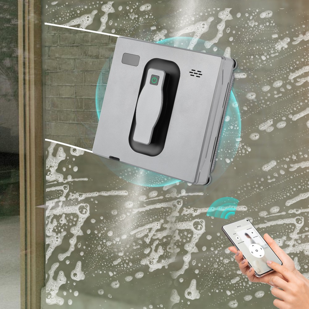 Cleaner Robot Automatic Window Vacuum Cleaner w/ Manual/Auto Water Spray Remote