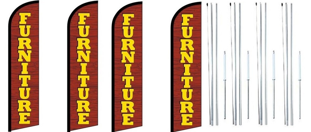 Furniture Windless Flag With Complete Hybrid Pole set- 4 pack