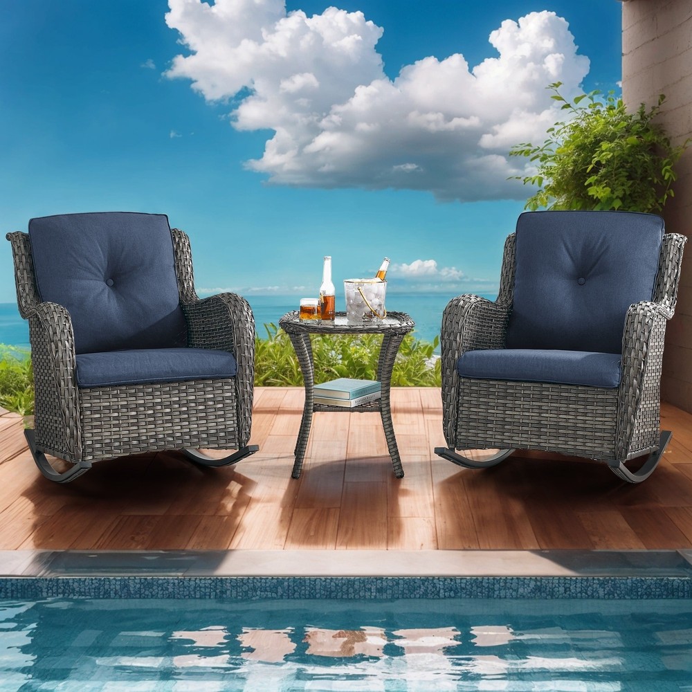 Relaxing Patio Rocking Chair with Plush Cushions