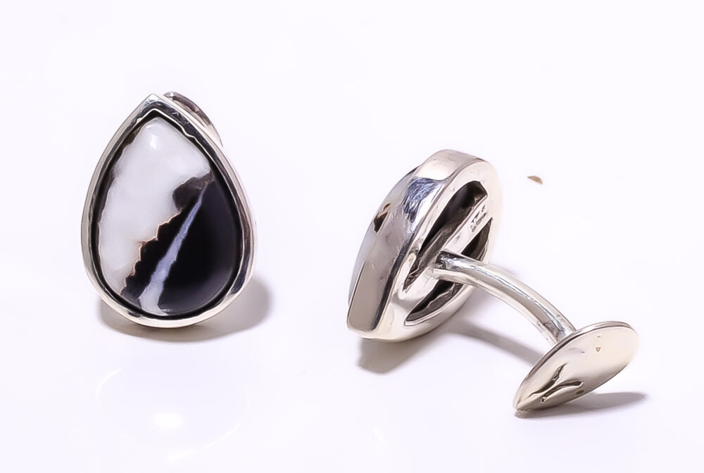 White Buffalo Turquoise Sterling Silver Handmade Mens Cufflinks T36