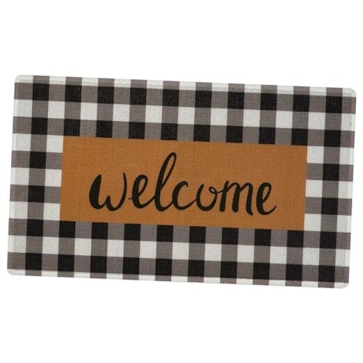 Heavy Duty Buffalo Plaid Welcome Mat for Indoor Outdoor Front Door