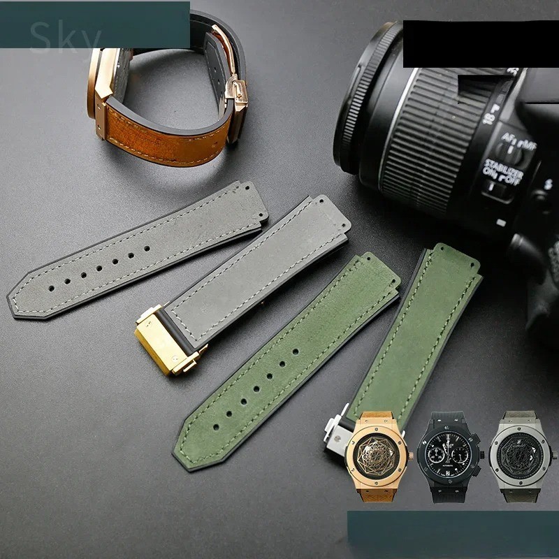 Yuki Leather Watch Strap for Hublot Big Bang Waterproof Suede 26mm Lug 7 Colours