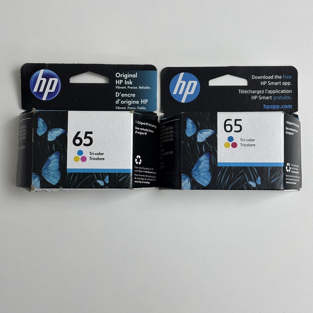2X HP 65 Tri-Color Ink Cartridge for HP AMP 100 Series N9K01AN Exp 2022