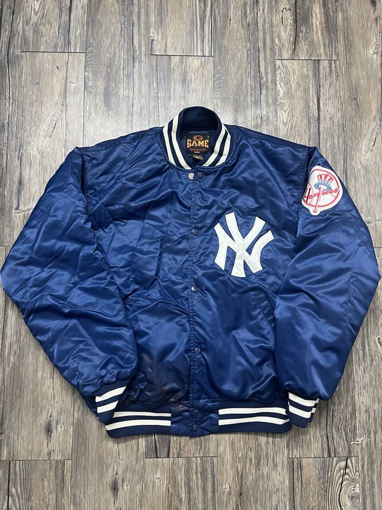 Vintage Authentic New York Yankees Navy Blue Large Varsity Jacket