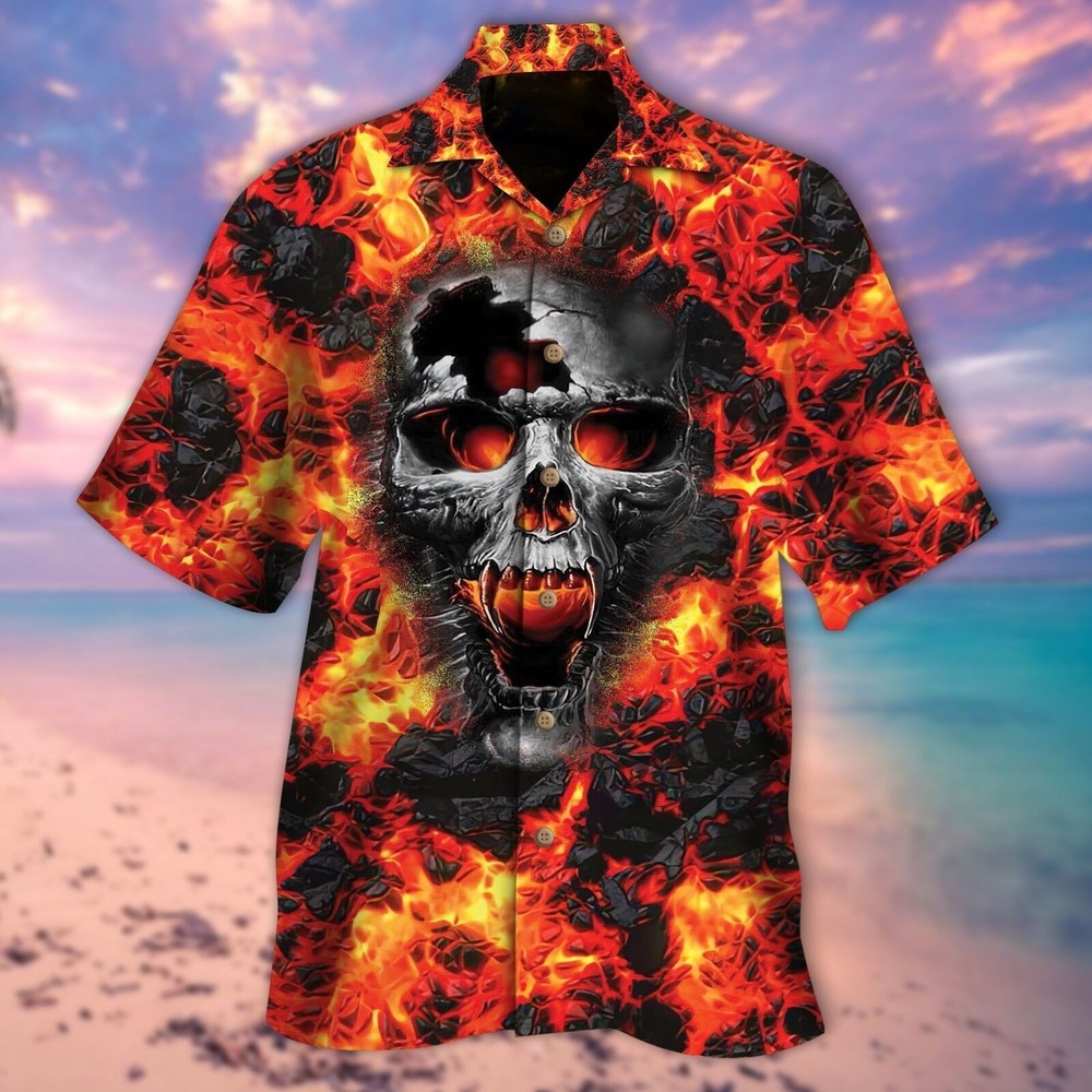 Skull Lava 3D All Over Print Hawaiian Shirt for Men and Women Tropical Volcano Design HO5287