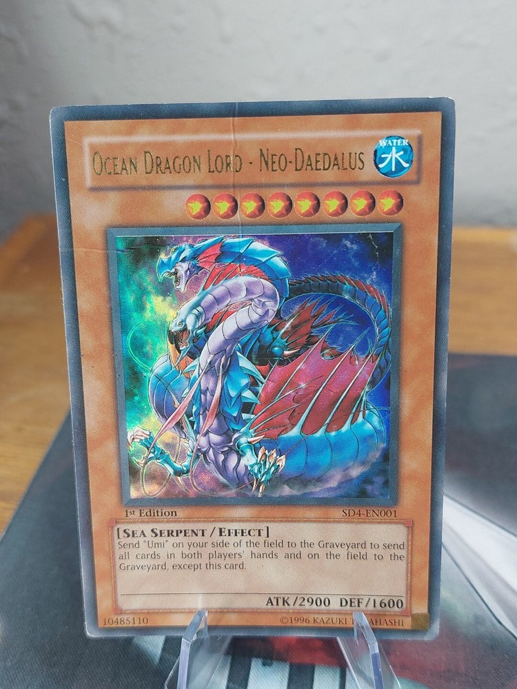 YUGIOH SD4 Ultra Rare Ocean Dragon Lord Neo Daedalus 1st Edition Damaged