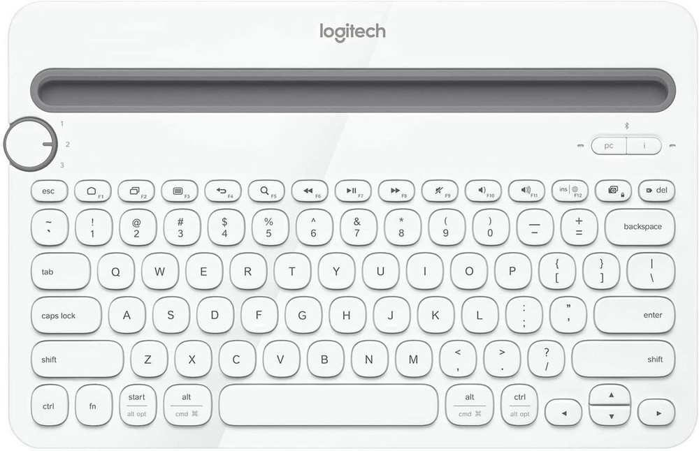 Logitech K480 Multi-Device Bluetooth Keyboard in White and Black