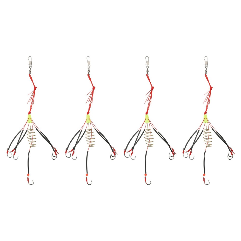 4Pcs Carp Fishing Baits Hook Fishing Lure Hooks Carp Jig Hooks Red (11#)