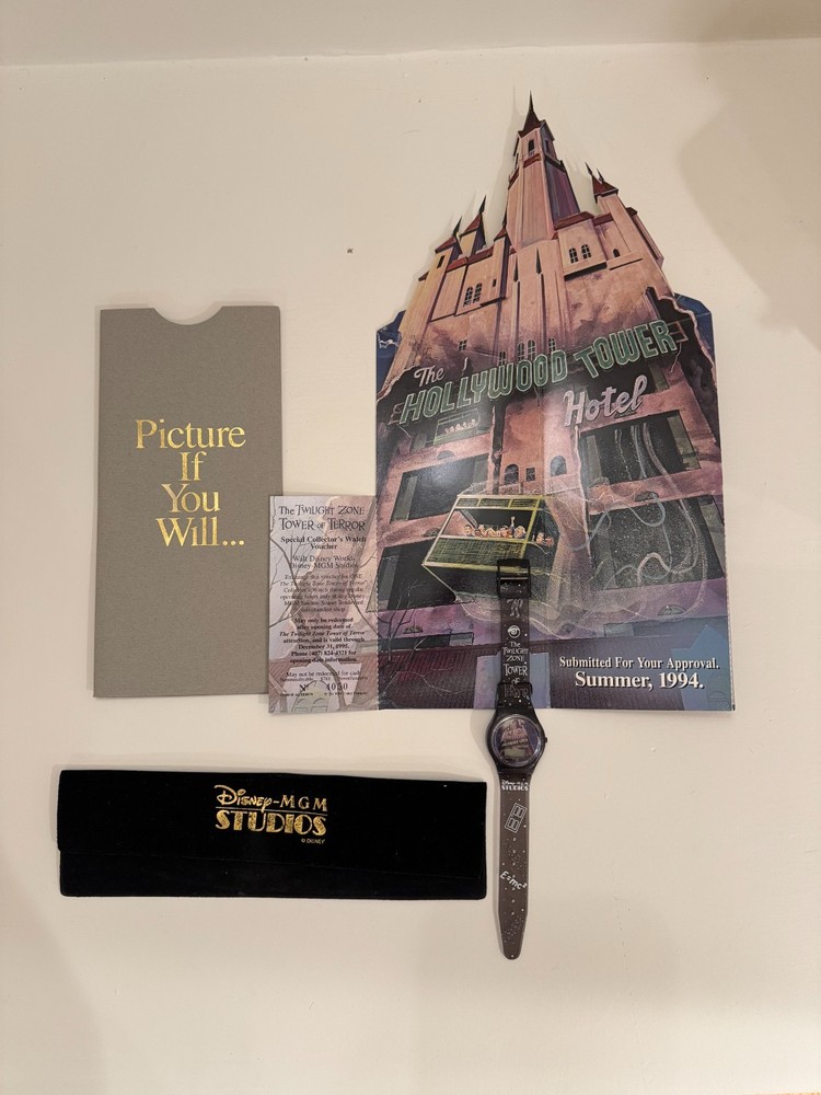 1994 Disney Tower of Terror Opening Day Watch MGM Studios w/ Voucher-image