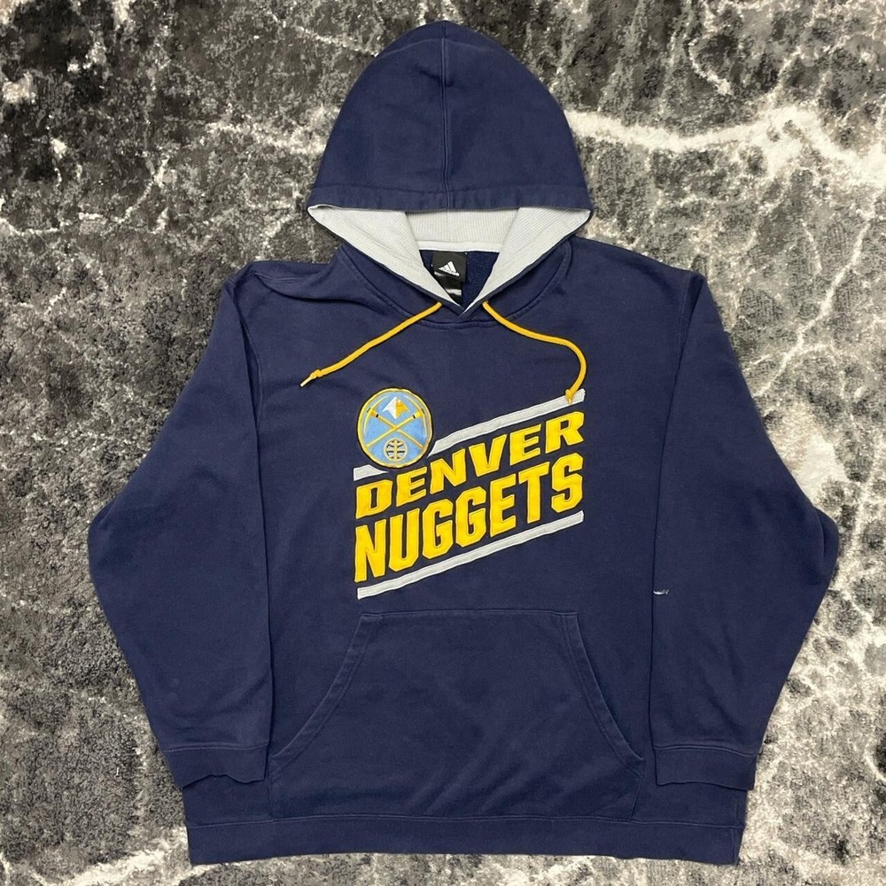 Denver Nuggets Hoodie Mens XL Adidas Embroidered Pullover Sweatshirt Colorado
