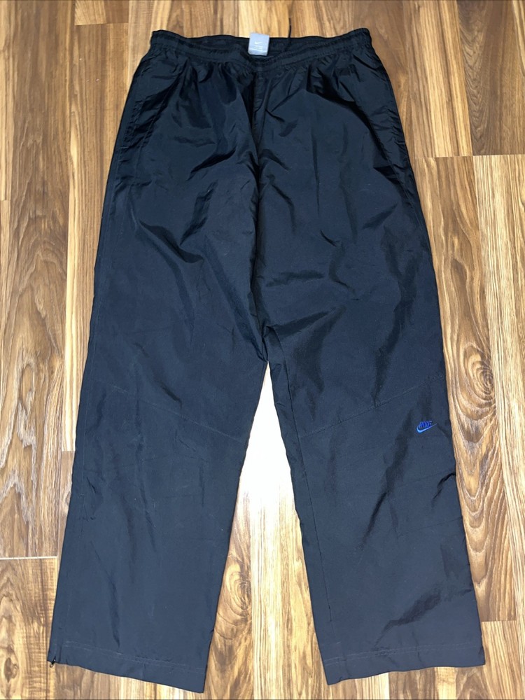 Vintage Nike Pants Mens Large Black Track Windbreaker Lined Baggy Loose Y2K