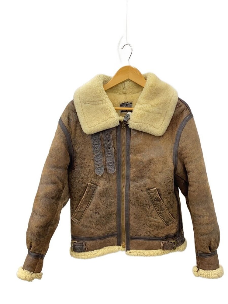 Avirex Flight Jacket/34/Sheep Leather/Brw/Plain/B-3/Soovil 3394