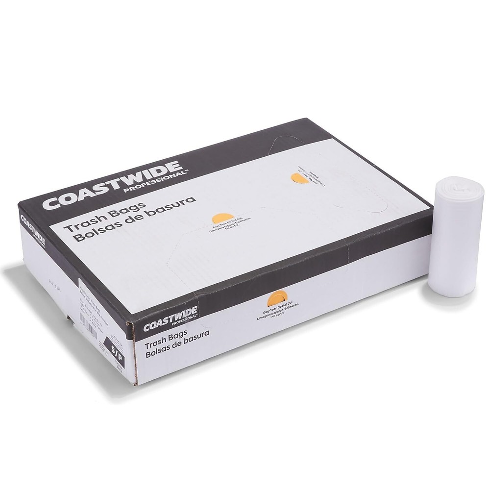 Professional 12-16 Gallon Trash Bags 24x33 High Density 13 Mic Natural