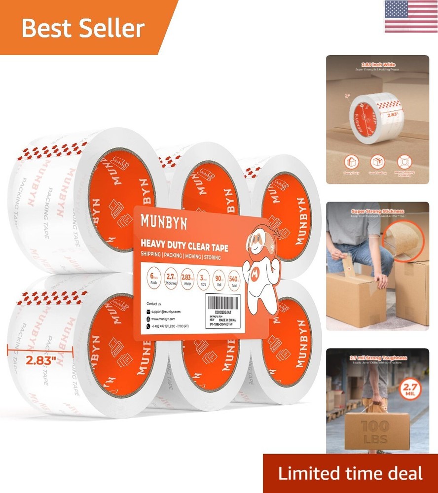 Packing Tape, Heavy Duty Shipping Tape with Total 540 Yards, 2.7mil, 2.83inch...