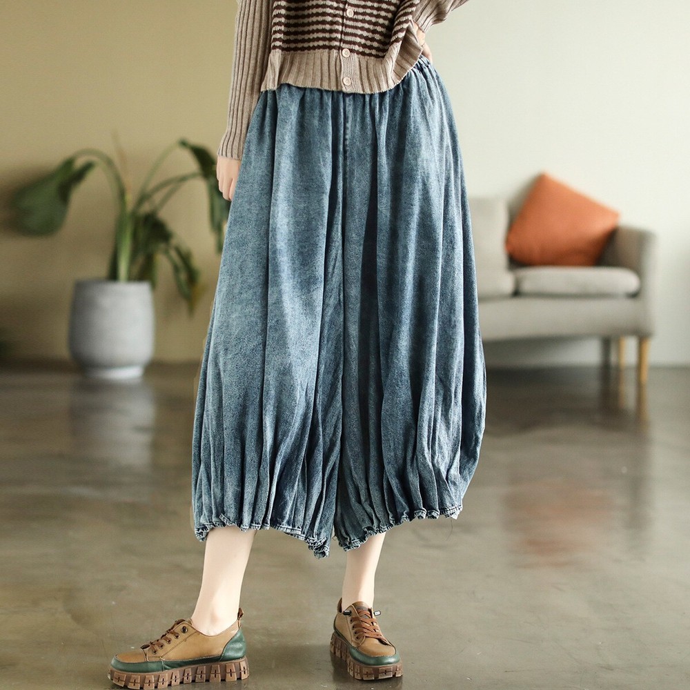 Women Baggy Drop Crotch Harem Pants Trousers Casual Oversized Jeans Denim