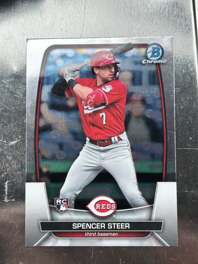 2x 2023 Bowman Chrome - Spencer Steer #52 (RC) Reds