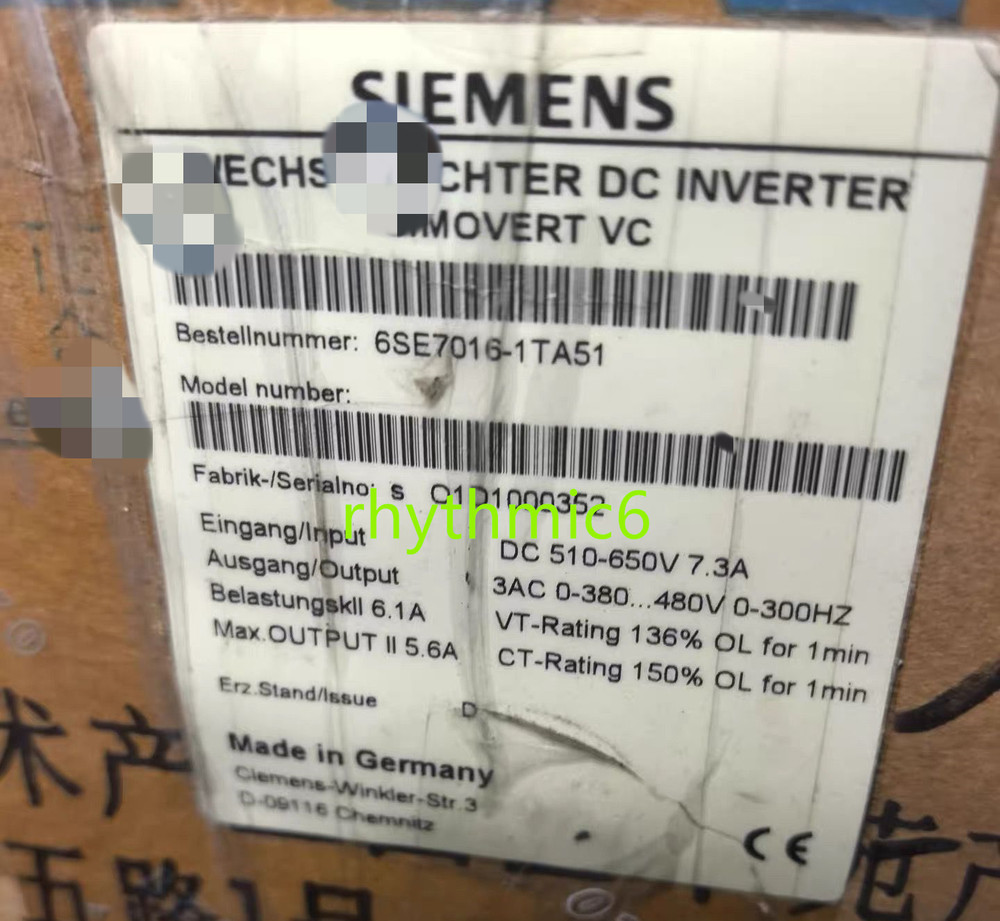 Brand New Siemens 6SE7016-1TA51 inverter